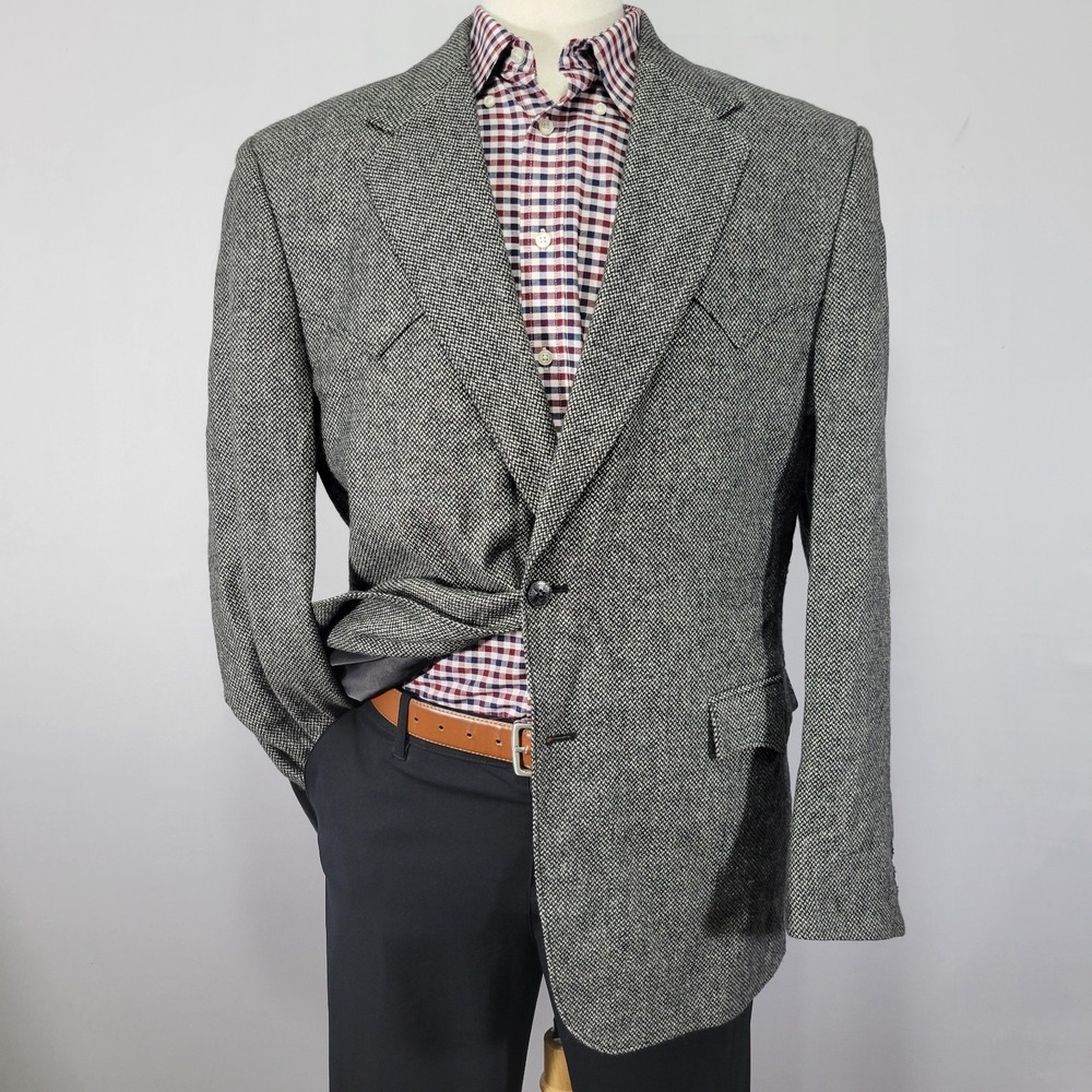Circle S Men's Western Tweed Sport Coat Blazer Viscose Wool Silk Gray 46L